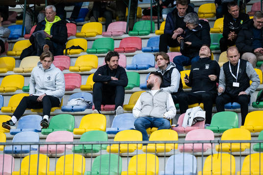 Johan Bångsbo, Gustav Svensson, Oscar Pettersson and Oscar Wendt of IFK Göteborg in the stands