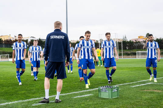 Ben Magnusson, Rasmus Nåfors Dahlin, Linus Carlstrand, Vilmer Tyrén and Alai Hussain Ghasem of IFK Göteborg ahead of the Atlantic Cup football match between Mafra and IFK Göteborg on February 5, 2024 in Portimao. 