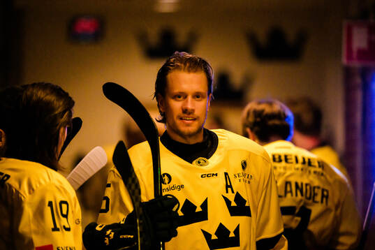Jacob De La Rose of Sweden ahead the Beijer Hockey Games
