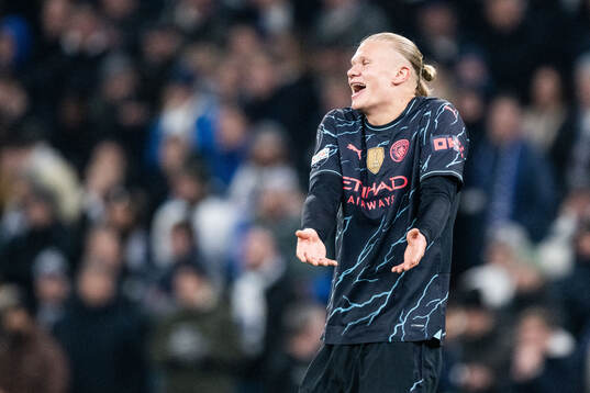Erling Braut Haaland of Manchester City reacts