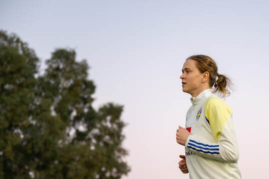 Emma Östlund of the women's national football team of Sweden at a training session