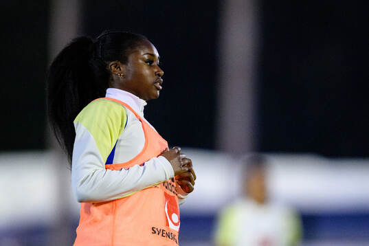 Monica Jusu Bah of Sweden of the women's national football team of Sweden at a training session