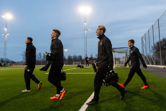 Landskrona BOISs Albin Deliu Lataj, Albin Selani, Linus Lindeberg och Sam Hegdal