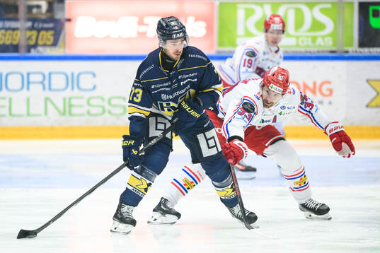 HV71s Nicholas Shore och Timrås Albin Lundin