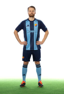 Djurgården Jacob Une Larsson poserar för ett porträtt den 1 mars 2024 i Stockholm.