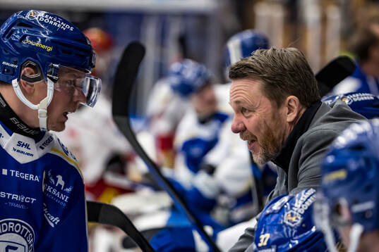 Leksands Patrik Zackrisson och Leksands tränare Charles
