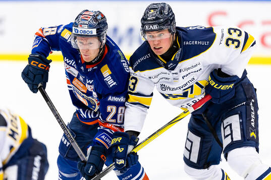 Växjös Hugo Gustafsson och HV71s Måns Lindbäck