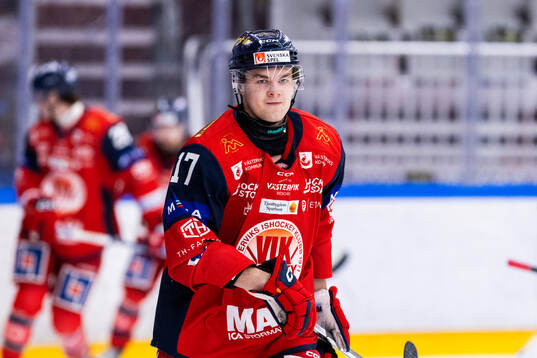 Västerviks Gustav Salmi-Lilja på uppvärmningen