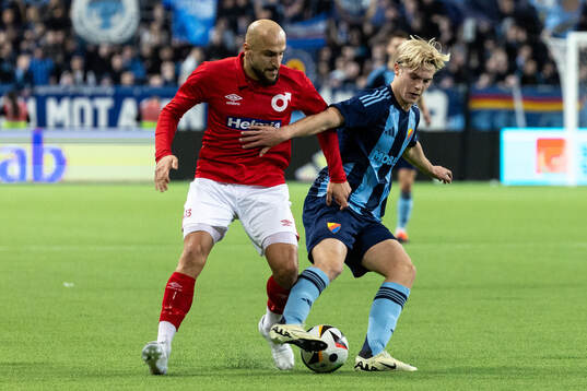 Degerfors Pashang Abdulla och Djurgårdens Lucas Bergvall