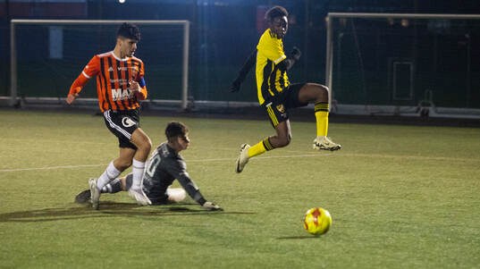 i matchen i DM för juniorer U19 mellan IFK Hässleholm och Kristianstads FC i Hässleholm 15 mars 2024.