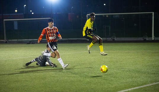 i matchen i DM för juniorer U19 mellan IFK Hässleholm och Kristianstads FC i Hässleholm 15 mars 2024.