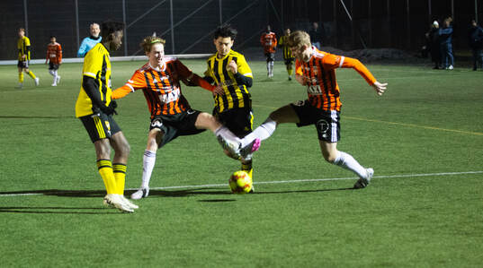 i matchen i DM för juniorer U19 mellan IFK Hässleholm och Kristianstads FC i Hässleholm 15 mars 2024.
