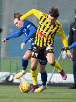 IFK Hässleholms Alen Zahirovic i träningsmatchen mellan IFK Hässleholm och Hovshaga i Hässleholm 16 mars 2024.