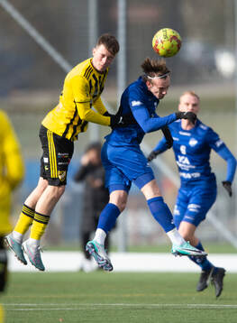  IFK Hässleholms Gustav Persson  i träningsmatchen mellan IFK Hässleholm och Hovshaga i Hässleholm 16 mars 2024.