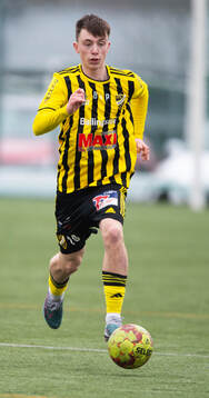  IFK Hässleholms Gustav Persson  i träningsmatchen mellan IFK Hässleholm och Hovshaga i Hässleholm 16 mars 2024.