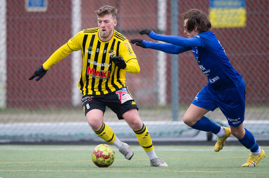 IFK Hässleholms Teddy Bergqvist i träningsmatchen mellan IFK Hässleholm och Hovshaga i Hässleholm 16 mars 2024.