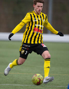 IFK Hässleholms Elliot Pramberg i träningsmatchen mellan IFK Hässleholm och Hovshaga i Hässleholm 16 mars 2024.