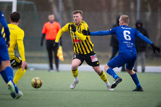  IFK Hässleholms Teddy Bergqvist i träningsmatchen mellan IFK Hässleholm och Hovshaga i Hässleholm 16 mars 2024.