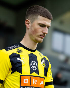 Häckens Nikola Zecevic innan träningsmatchen i fotboll mellan BK Häcken och Elfsborg den 16 mars 2024 i Göteborg. 
