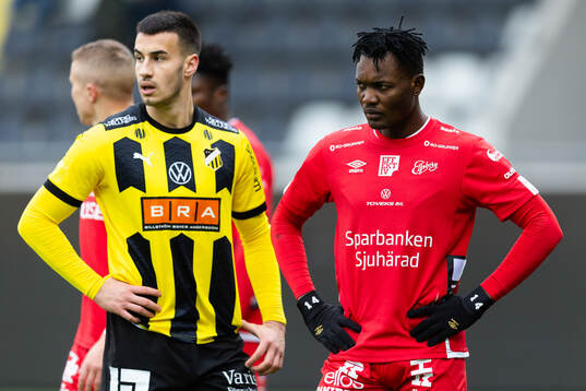 Häckens Srdjan Hrstic och Elfsborgs Jalal Abdullah
