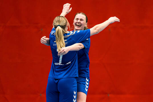 Andrea Holm Aune of Tiller celebrates after scoring the 0-3 goal