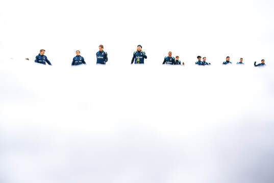 Martin Ødegaard, Marcus Holmgren Pedersen, Sander Berge, Erling Braut Haaland, Leo Skiri Østigård, David Møller Wolfe, Oscar Bobb, Patrick Berg, Hugo Vetlesen, Alexander Sørloth and Antonio Nusa of the Norwegian national football team
