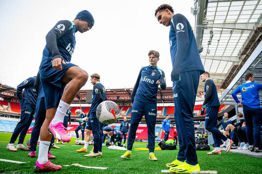 Oscar Bobb, David Møller Wolfe and Antonio Nusa of the Norwegian national football team