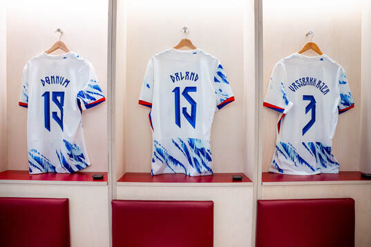 The kits of Aron Dønnum, Jesper Daland and Kristoffer Ajer