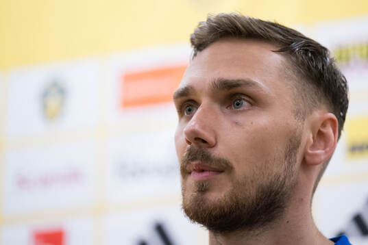 Linus Wahlqvist Egnell of Sweden of the Swedish men's national football team in mixed zone