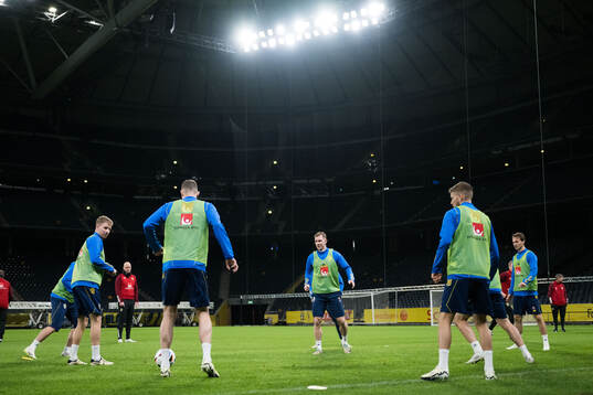Samuel Gustafson and Emil Krafth of Sweden of the Swedish men's national football team