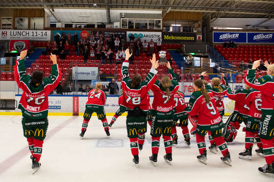 Frölunds spelare jublar