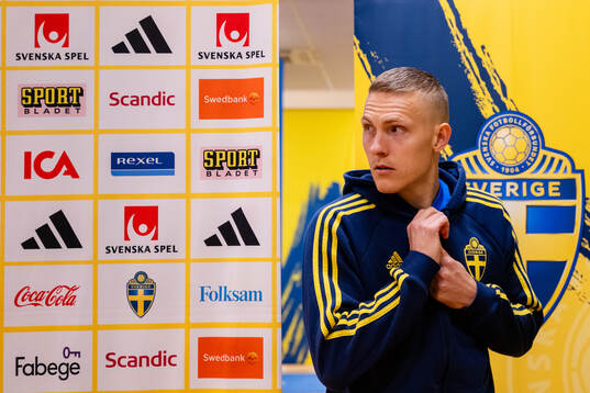 Ludwig Augustinsson of Sweden in the mixed zone