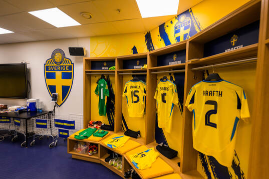 Jerseys of goalkeeper Robin Olsen, Carl Starfelt, Mattias