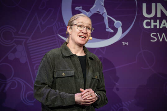 Victoria Sandell, Tournament Ambassador, during the UEFA European Women’s Under-17 Championship 2023/24 Final Tournament Draw at Lund City Hall on March 26, 2024 in Lund, Sweden. 
