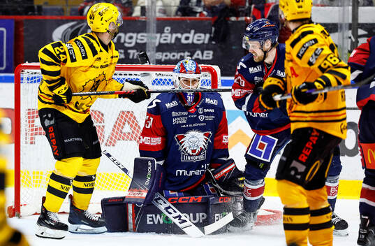 Linköpings målvakt Jesper Myrenberg och John Nyberg