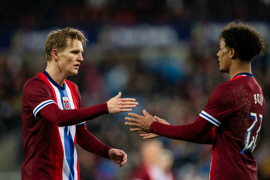 Martin Ødegaard and Oscar Bobb of Norway