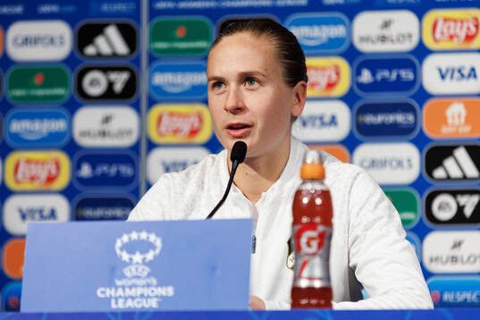 Filippa Curmark of Häcken at a press conference aherad of