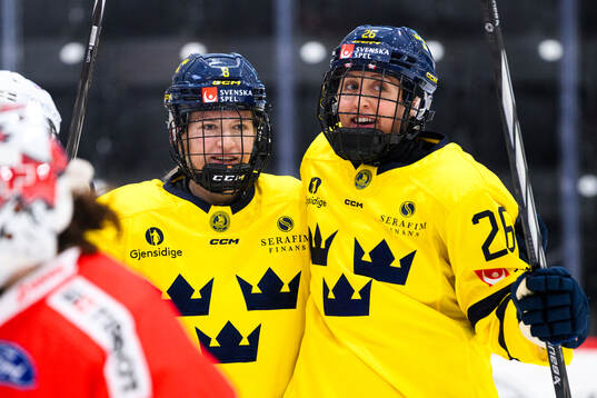Hilda Svensson of Sweden celebrates scoring 1-2