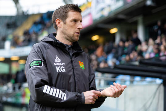 GAIS assisterande tränare Kenneth Gustafsson innan fotbollsmatchen i Allsvenskan mellan GAIS och Brommapojkarna den 31 mars 2024 i Göteborg. 