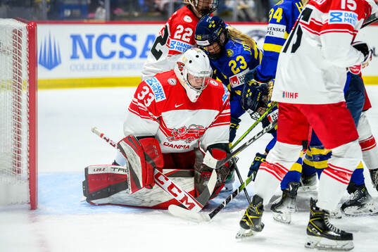 Goaltender Emma-Sofie Nordstrom of Denmark and Thea
