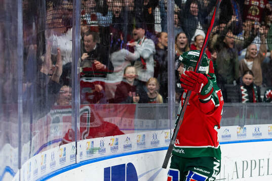 Frölundas Mikael Ruohomaa jublar