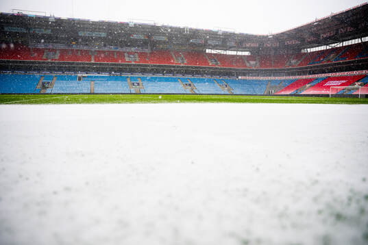 General view of Ullevaal stadion ahead of a training session with the Norwegian women's national football team on April 4, 2024 in Oslo. 