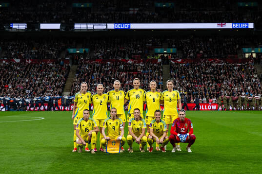 The starting eleven of Sweden pose for a photo