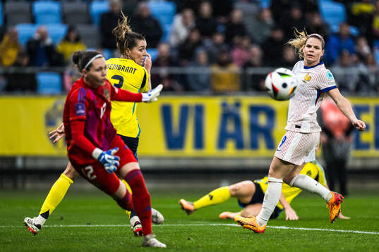 goalkeeper Jennifer Falk and Linda Sembrant of Sweden
