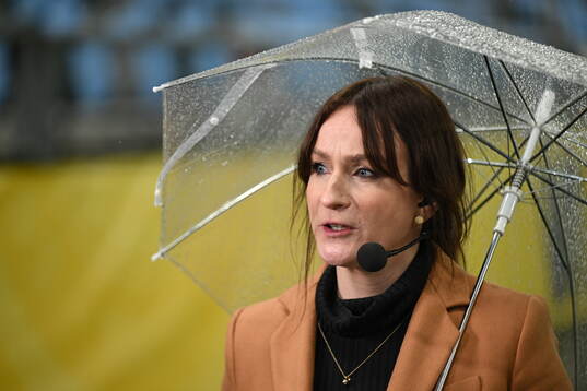 Lena Sundqvist in Swedish broadcaster TV4 studio