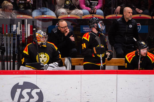 Brynäs målvakt Damian Clara i båset