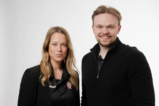 Johanna Almgren och Daniel Angergård, Tränare Kristianstads DFF poserar för porträtt