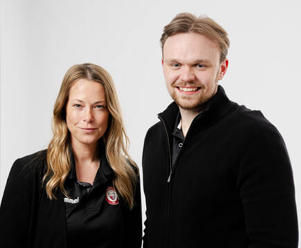 Johanna Almgren och Daniel Angergård, Tränare Kristianstads DFF poserar för porträtt