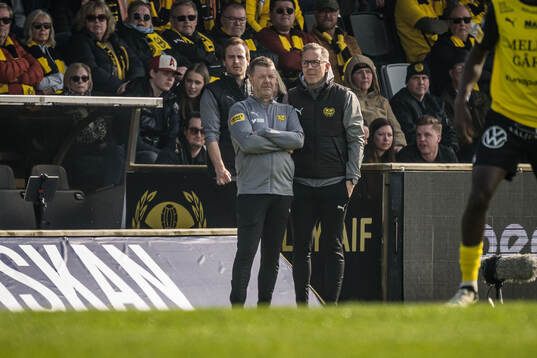 Mjällbys tränare Anders Torstensson och assisterande tränare Christofer Augustsson