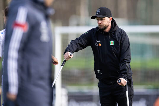 Varbergs tränare Tobias Linderoth jublar